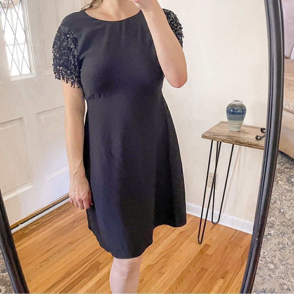 Kate Spade Sequin Fringe Swing Dress Black